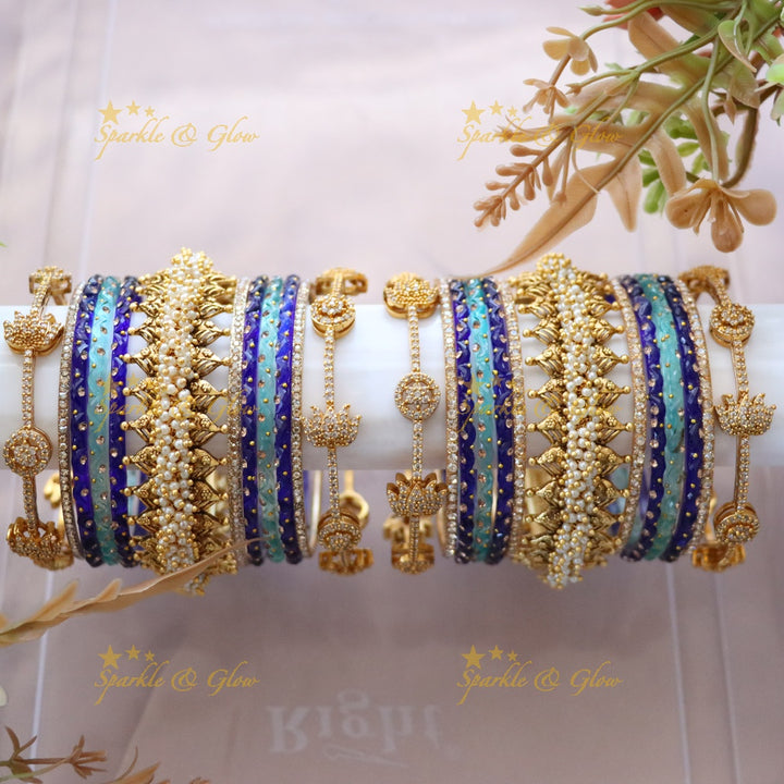Green and Gold Bridal Bangles Set for Wedding Elegance