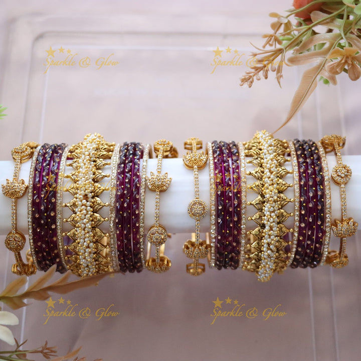 Green and Gold Bridal Bangles Set for Wedding Elegance
