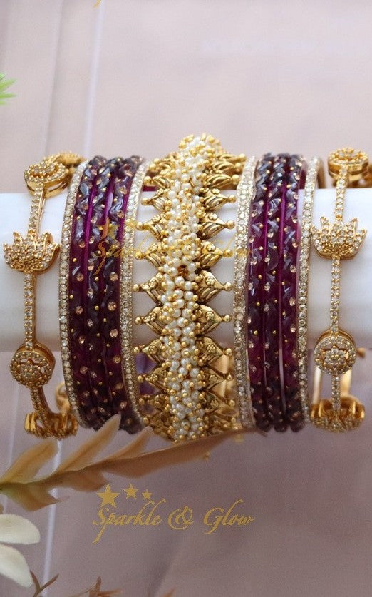 Green and Gold Bridal Bangles Set for Wedding Elegance
