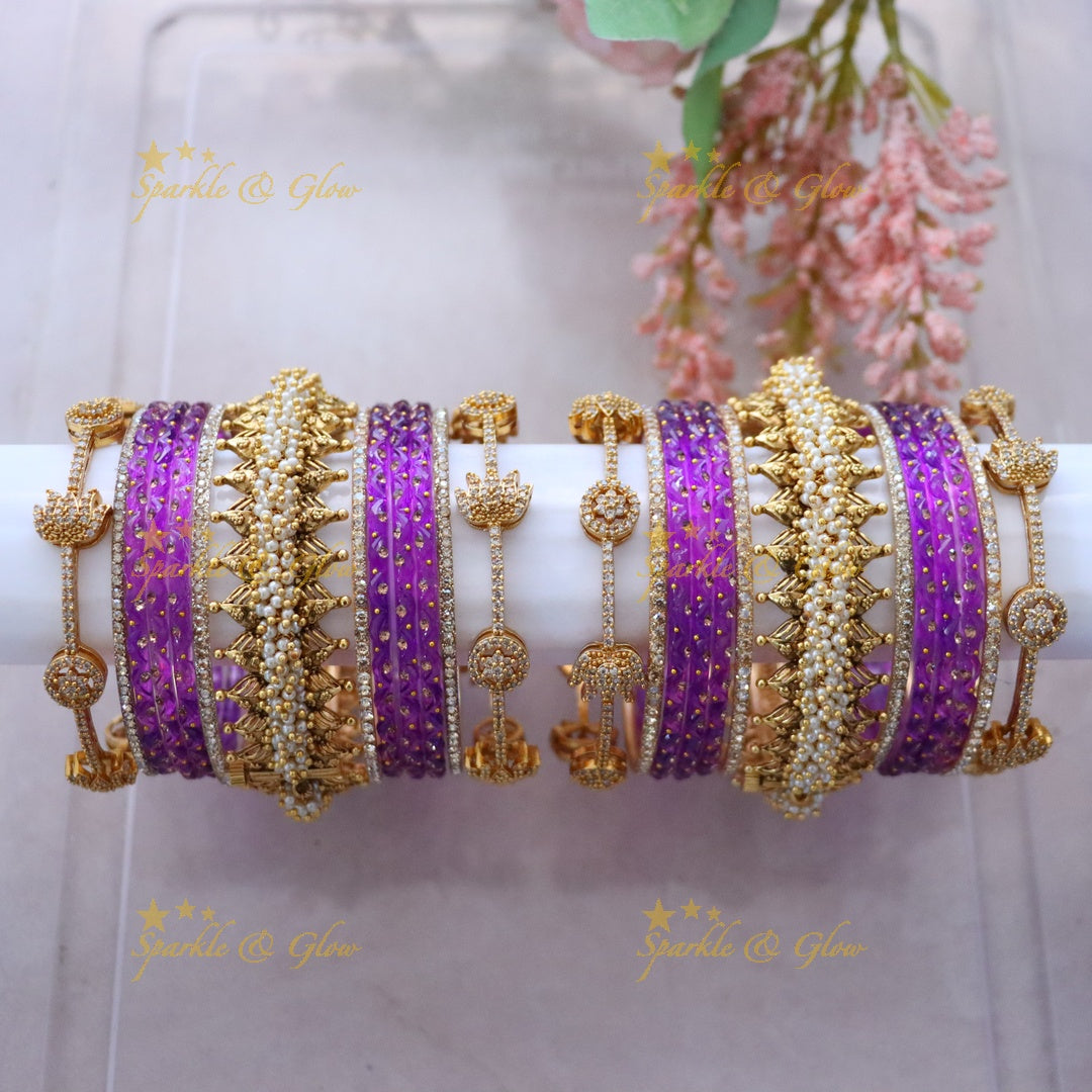 Green and Gold Bridal Bangles Set for Wedding Elegance