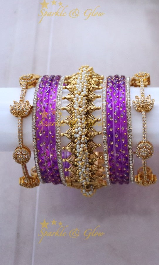 Green and Gold Bridal Bangles Set for Wedding Elegance
