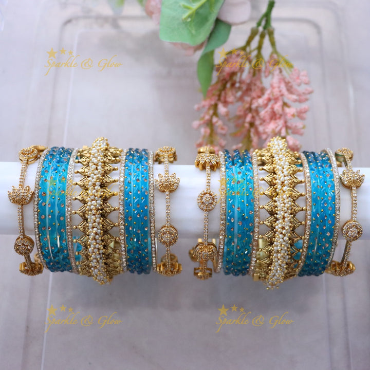 Green and Gold Bridal Bangles Set for Wedding Elegance