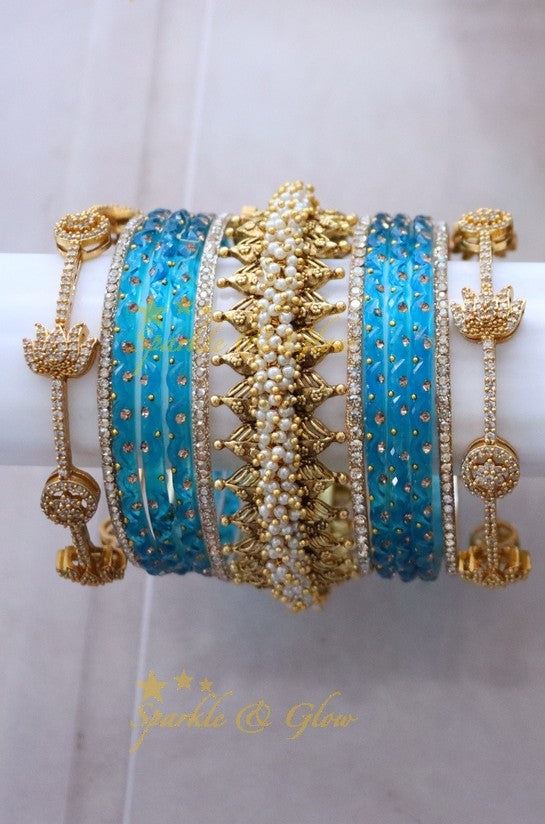 Green and Gold Bridal Bangles Set for Wedding Elegance
