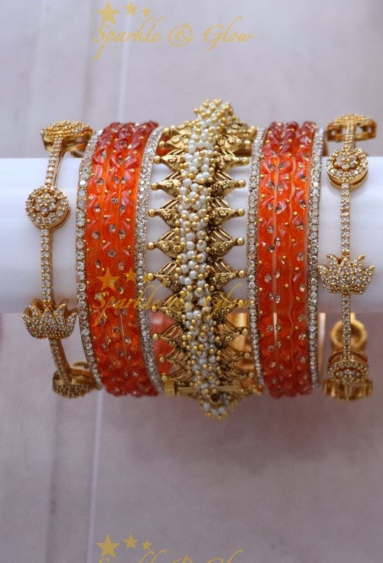 Green and Gold Bridal Bangles Set for Wedding Elegance