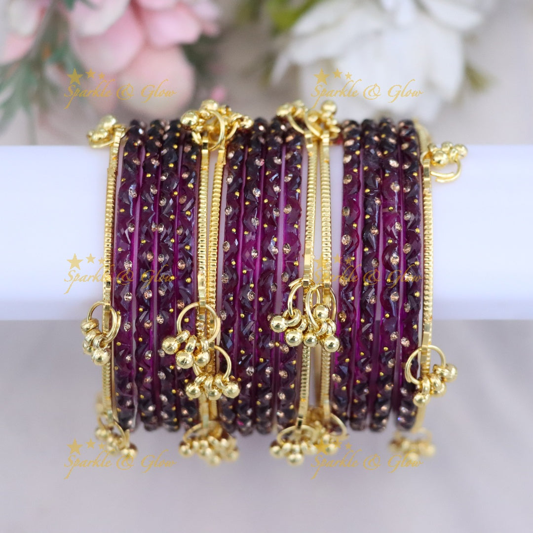 Stunning Crimson Bridal Bangle Set - Sparkle & Glow