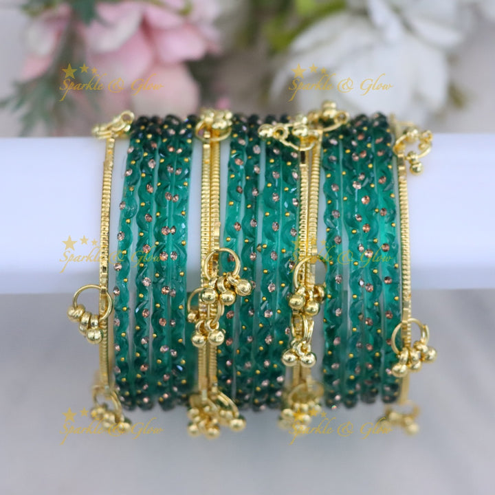 Stunning Crimson Bridal Bangle Set - Sparkle & Glow