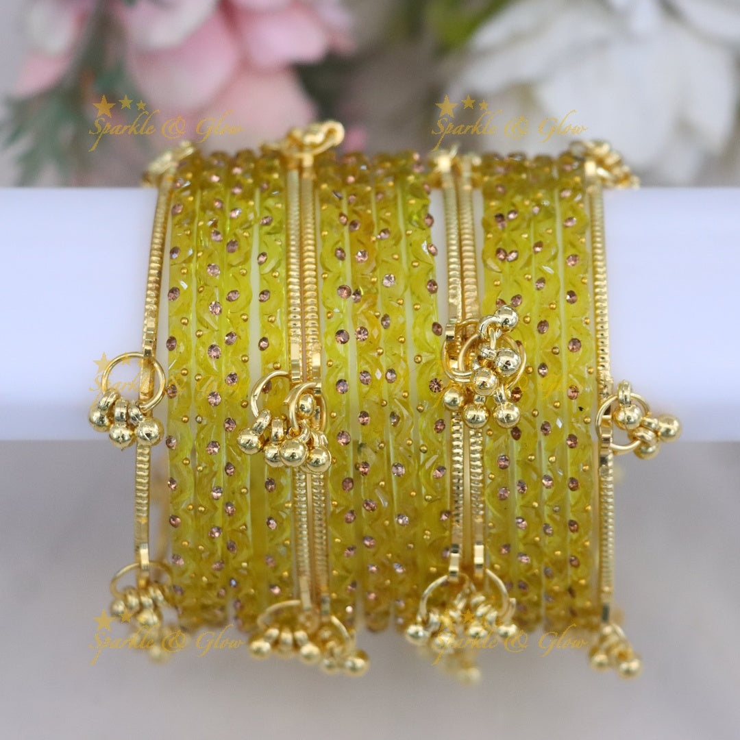 Stunning Crimson Bridal Bangle Set - Sparkle & Glow