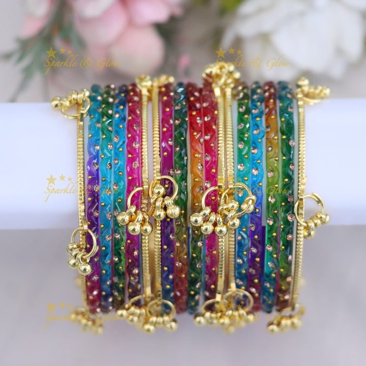 Stunning Crimson Bridal Bangle Set - Sparkle & Glow