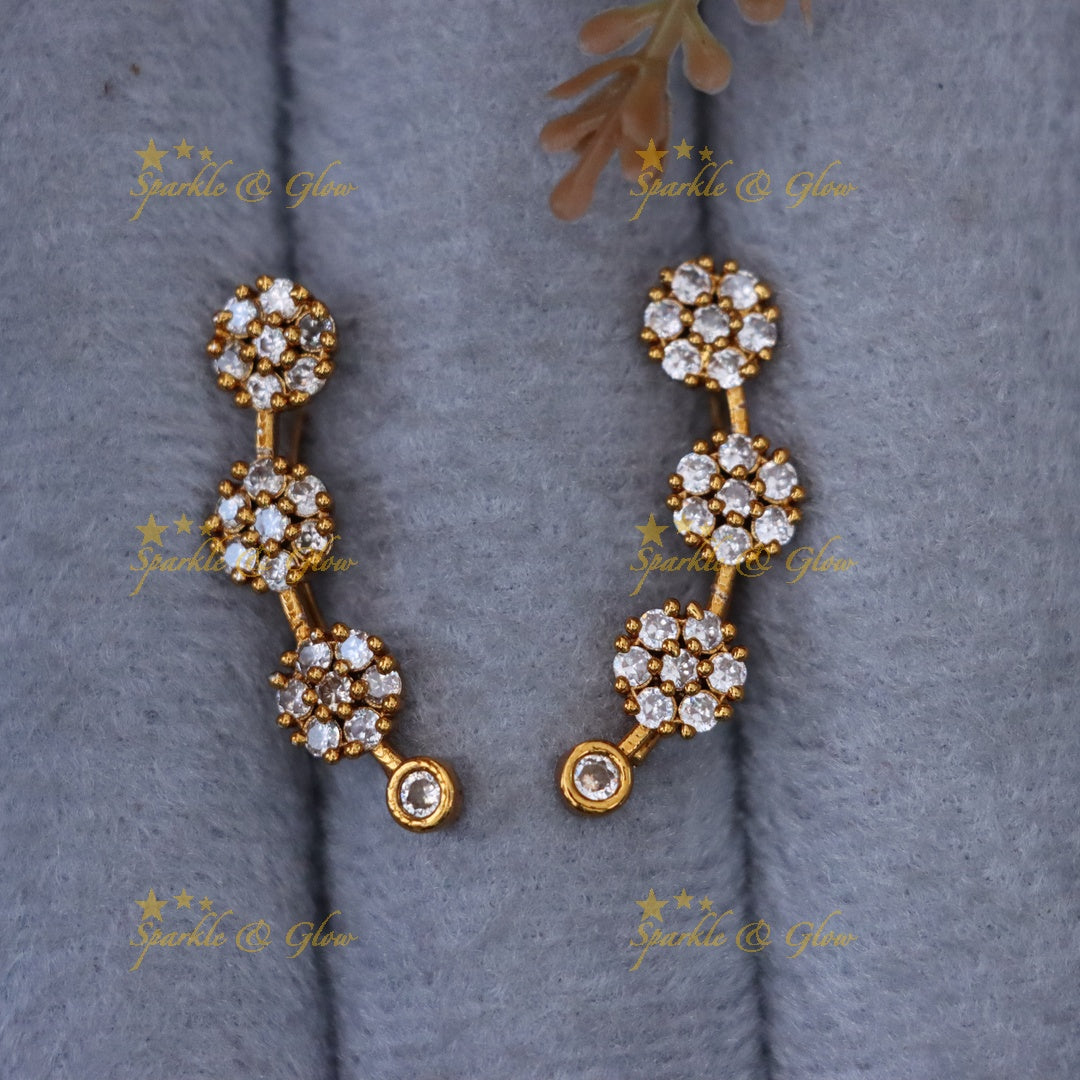 Gold Floral Earcuff Earrings for Weddings