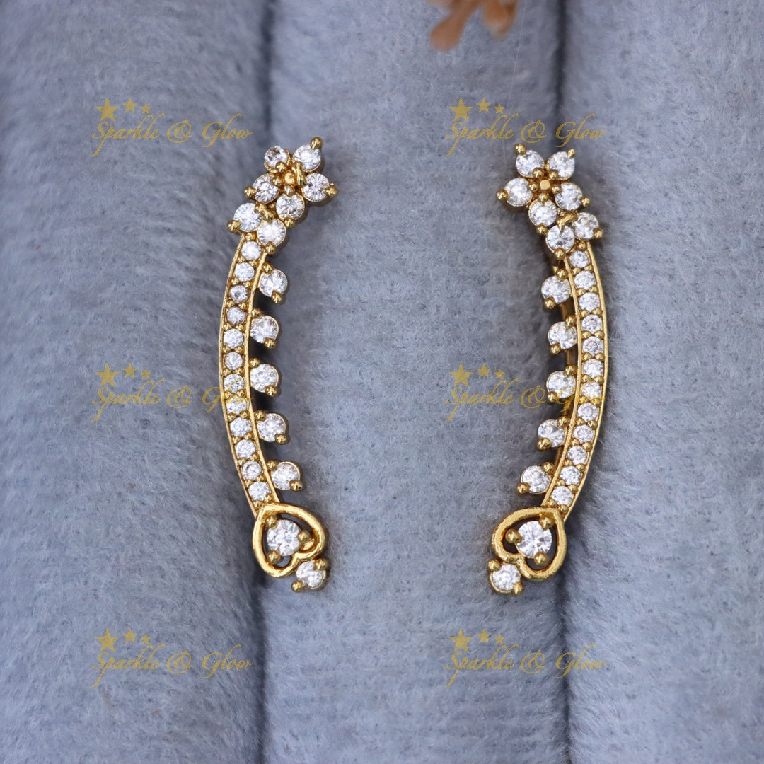 Sparkling Gold Plated Earcuff Earrings for Weddings