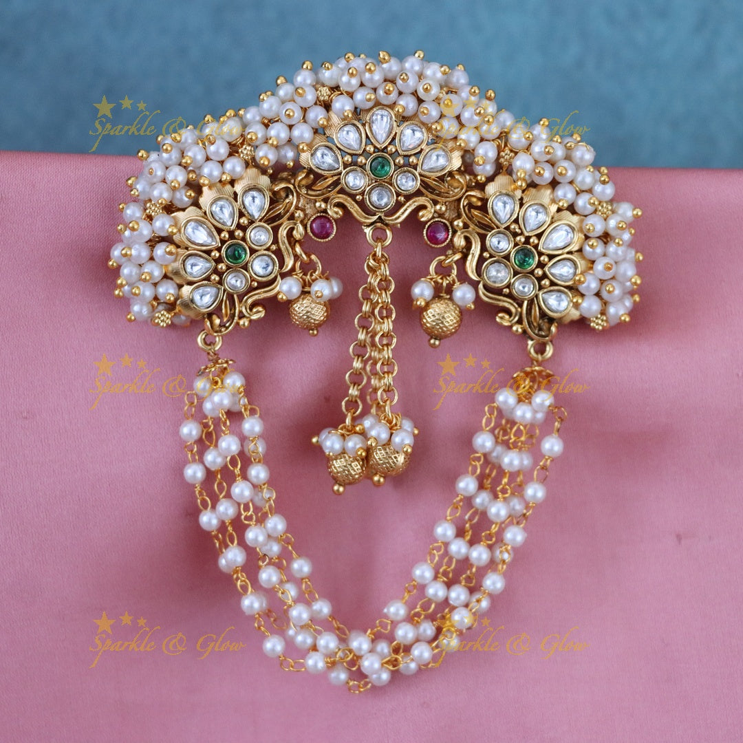Exquisite Gold-Plated Pearl Hair Accessory