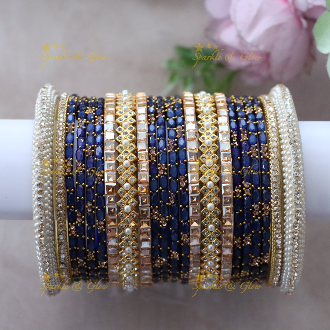 Luxurious Blue & Gold Bangles for Festive Occasions