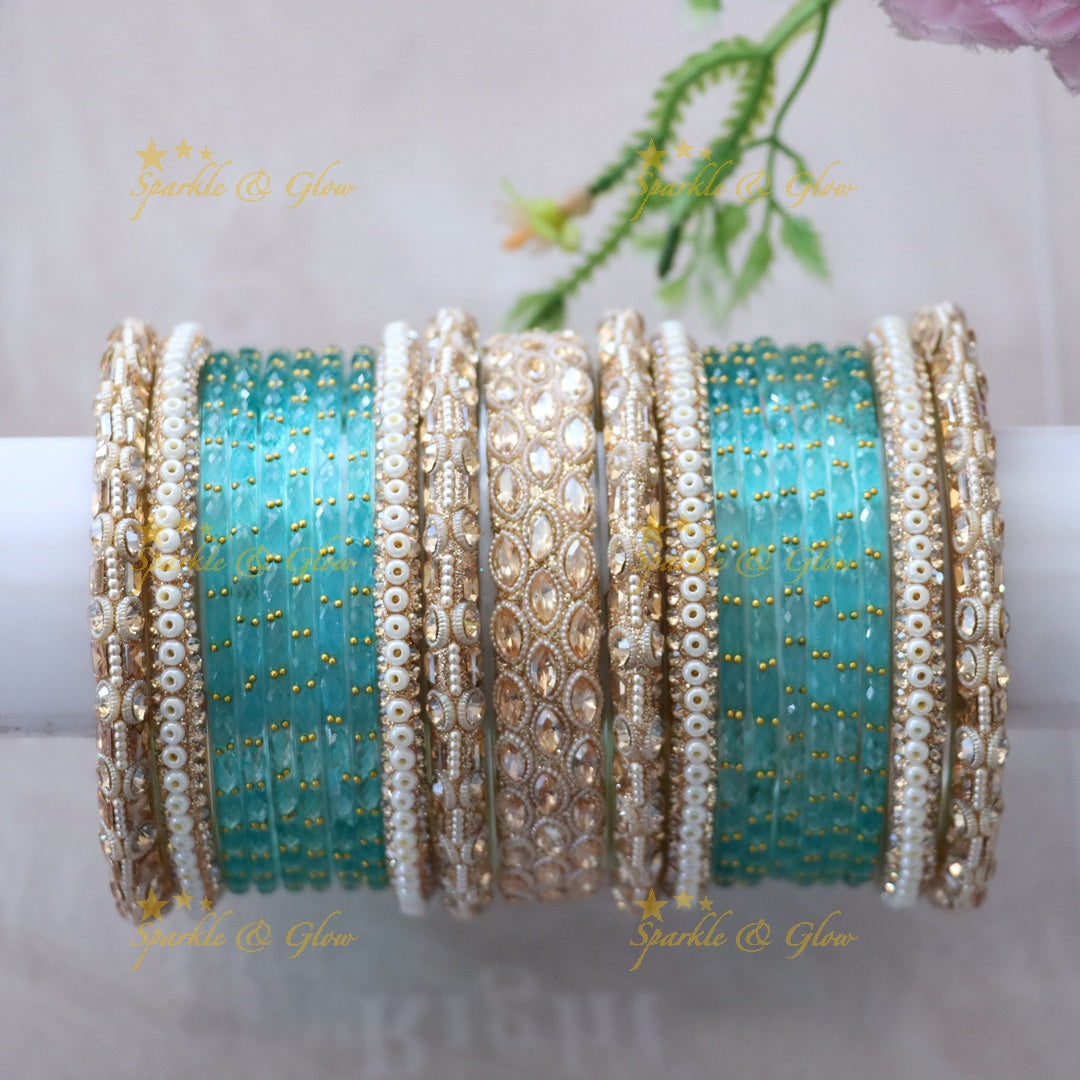 Exquisite Turquoise & Gold Bangle Set for Every Occasion