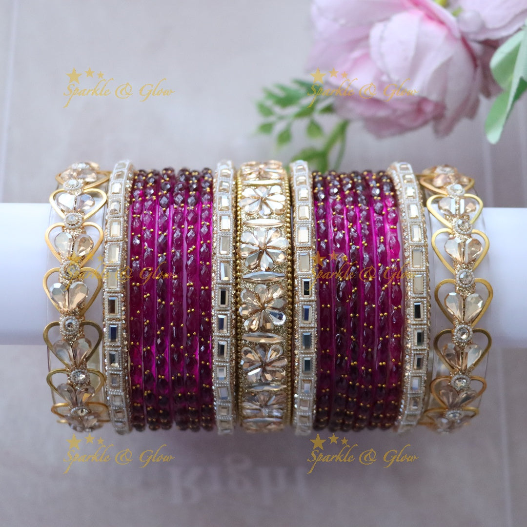 Stunning Gold-Plated Pink Bangles for Women
