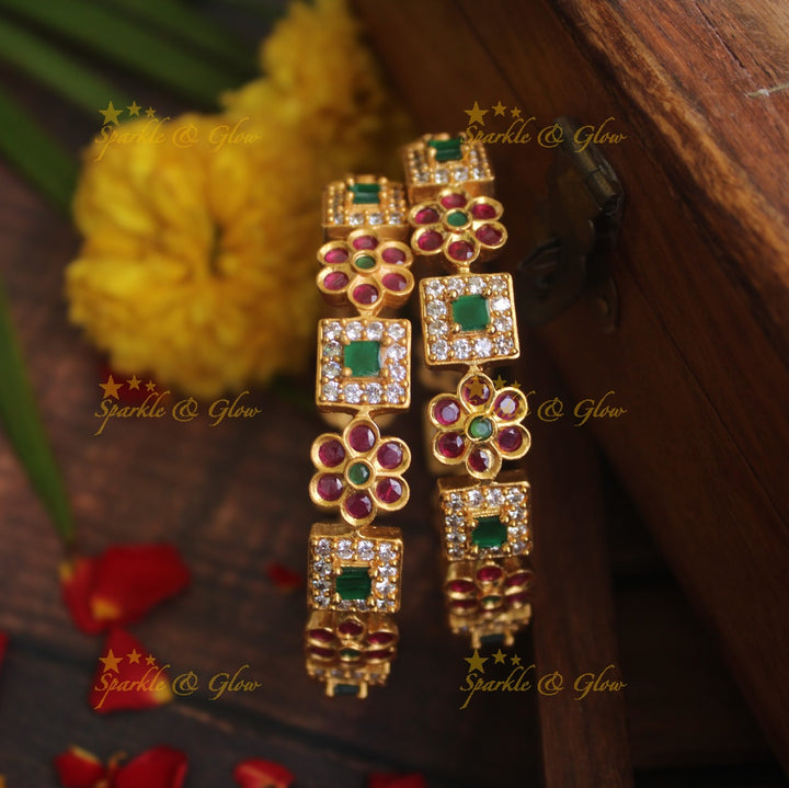 Premium matte stone bangles - 2.4 - Green