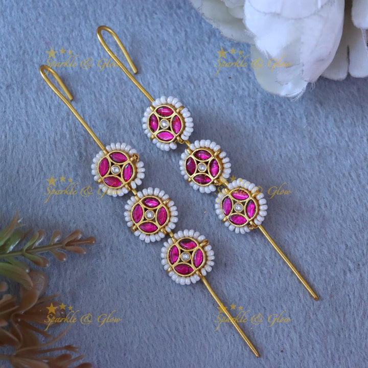 Elegant Jadau Pearl Ear Cuff Earrings for Festive Glam