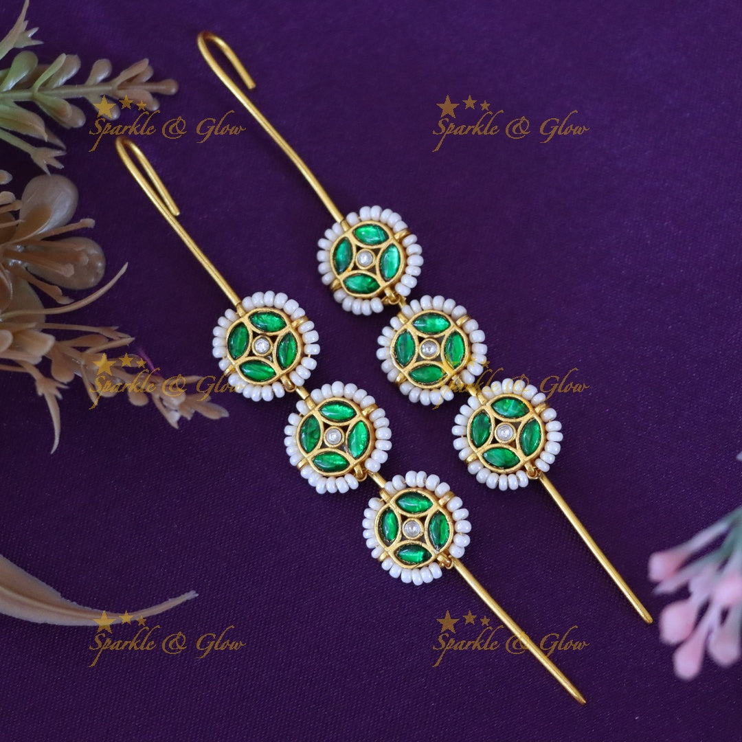 Elegant Jadau Pearl Ear Cuff Earrings for Festive Glam