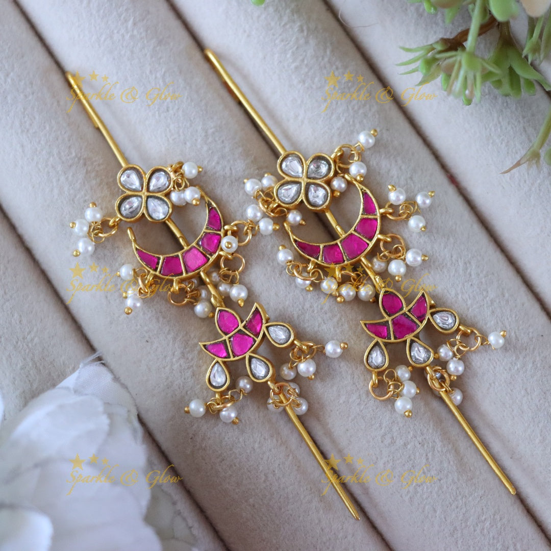 Exquisite Jadau Pearl Earcuffs for Weddings & Festivals