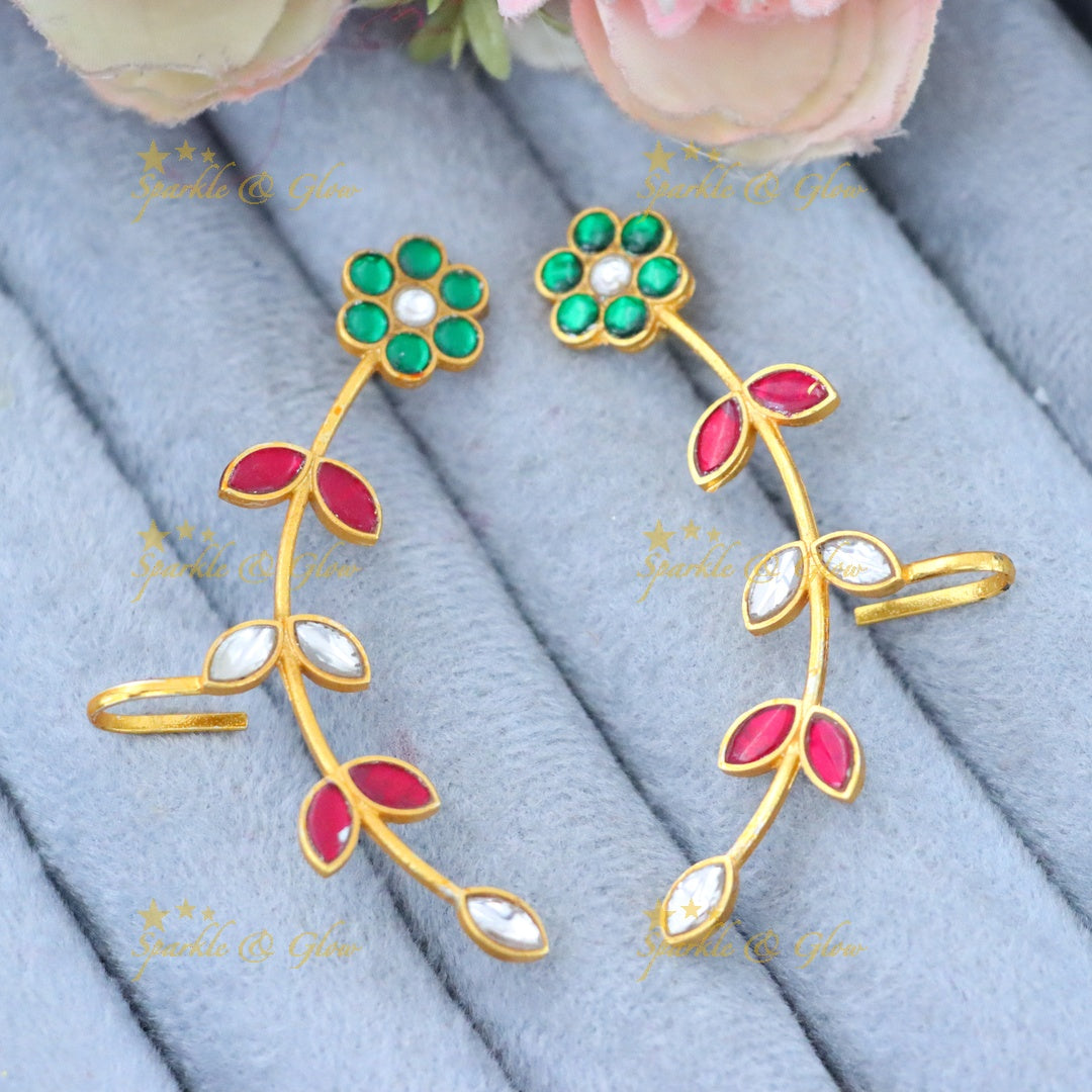 Elegant Gold Flower Ear Cuff for Festive Celebrations