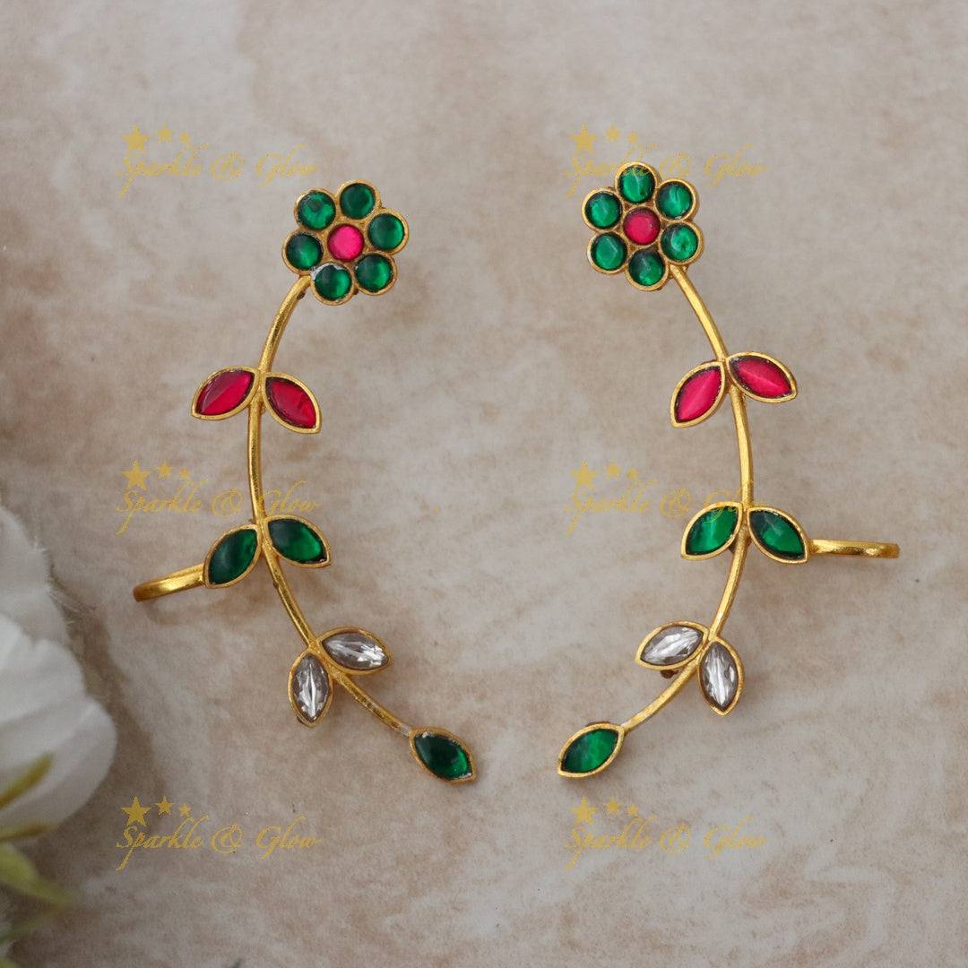 Elegant Gold Flower Ear Cuff for Festive Celebrations