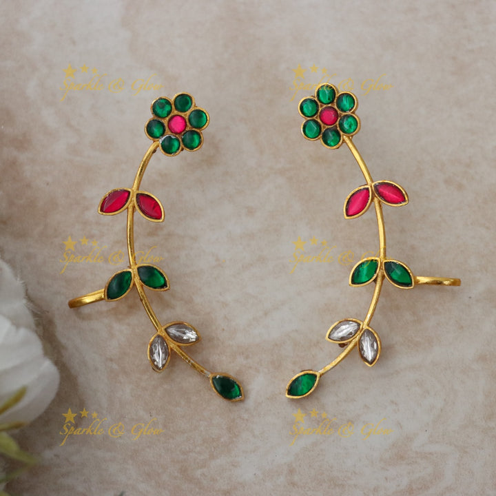 Elegant Gold Flower Ear Cuff for Festive Celebrations