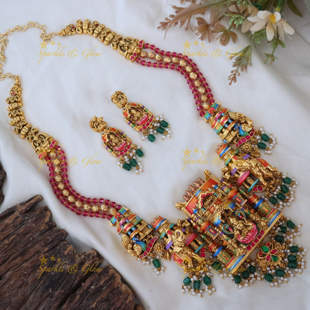 Exquisite Lakshmi Temple Necklace & Earrings Set