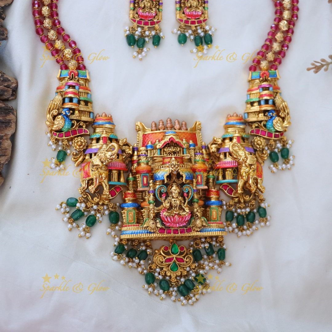 Exquisite Lakshmi Temple Necklace & Earrings Set