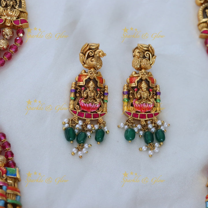 Exquisite Lakshmi Temple Necklace & Earrings Set