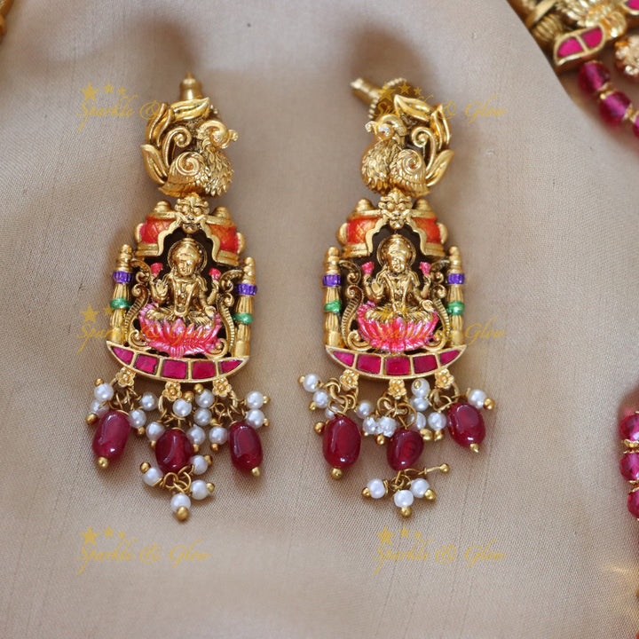 Exquisite Lakshmi Temple Necklace & Earrings Set