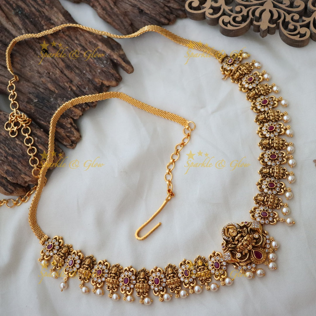 Exquisite Lakshmi Pearl Hip Chain - Festive Accessory