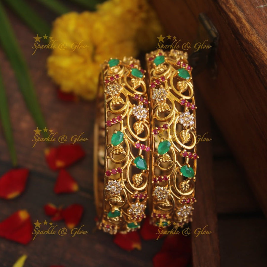 Premium matte stone bangles - 2.4 - Sparkle and Glow - 