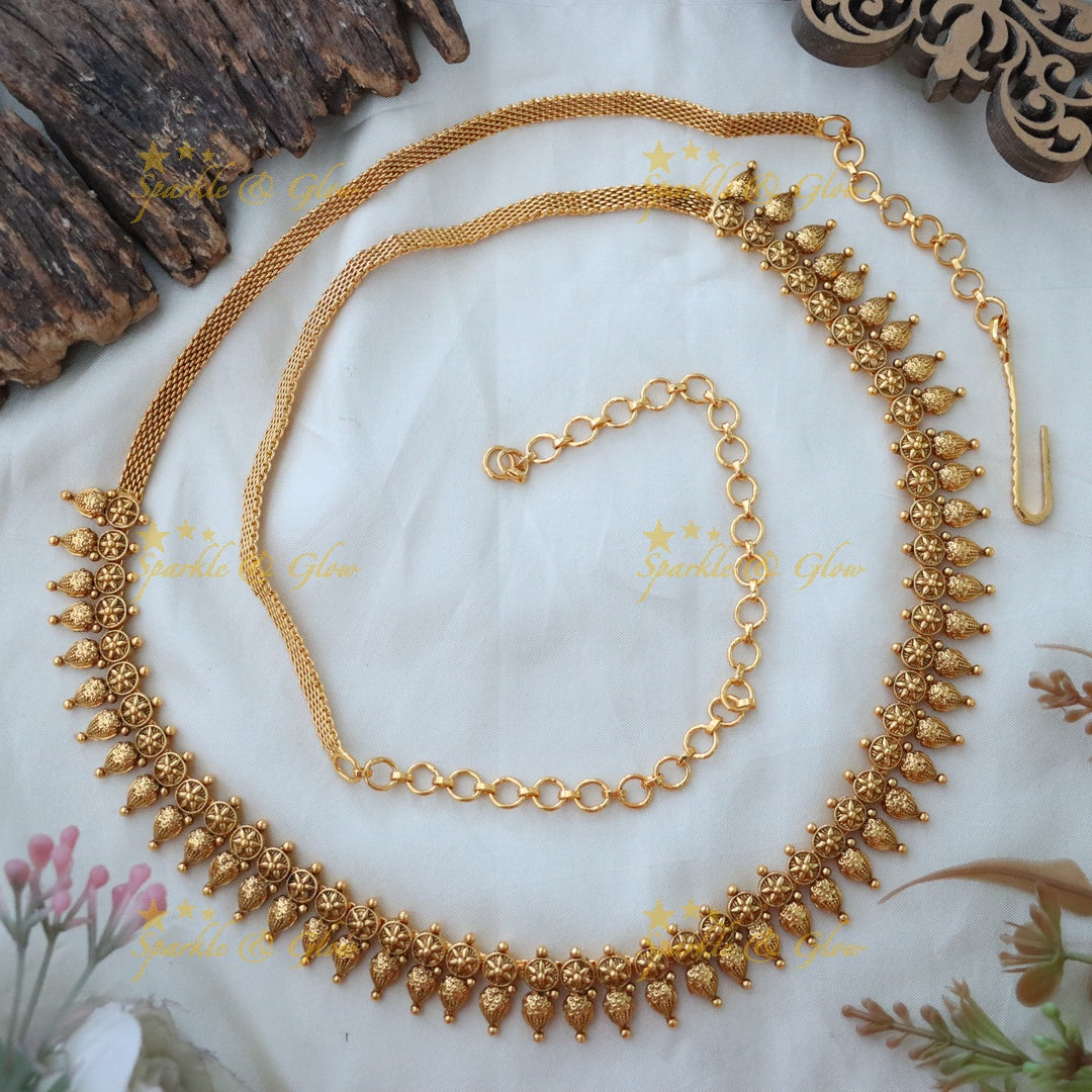 Elegant Gold Floral Hip Chain for Weddings & Festivities
