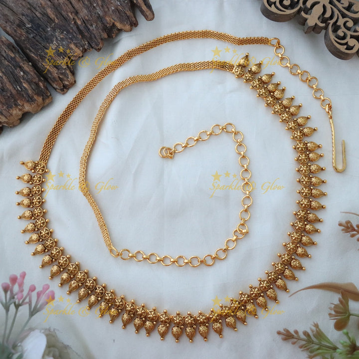Elegant Gold Floral Hip Chain for Weddings & Festivities