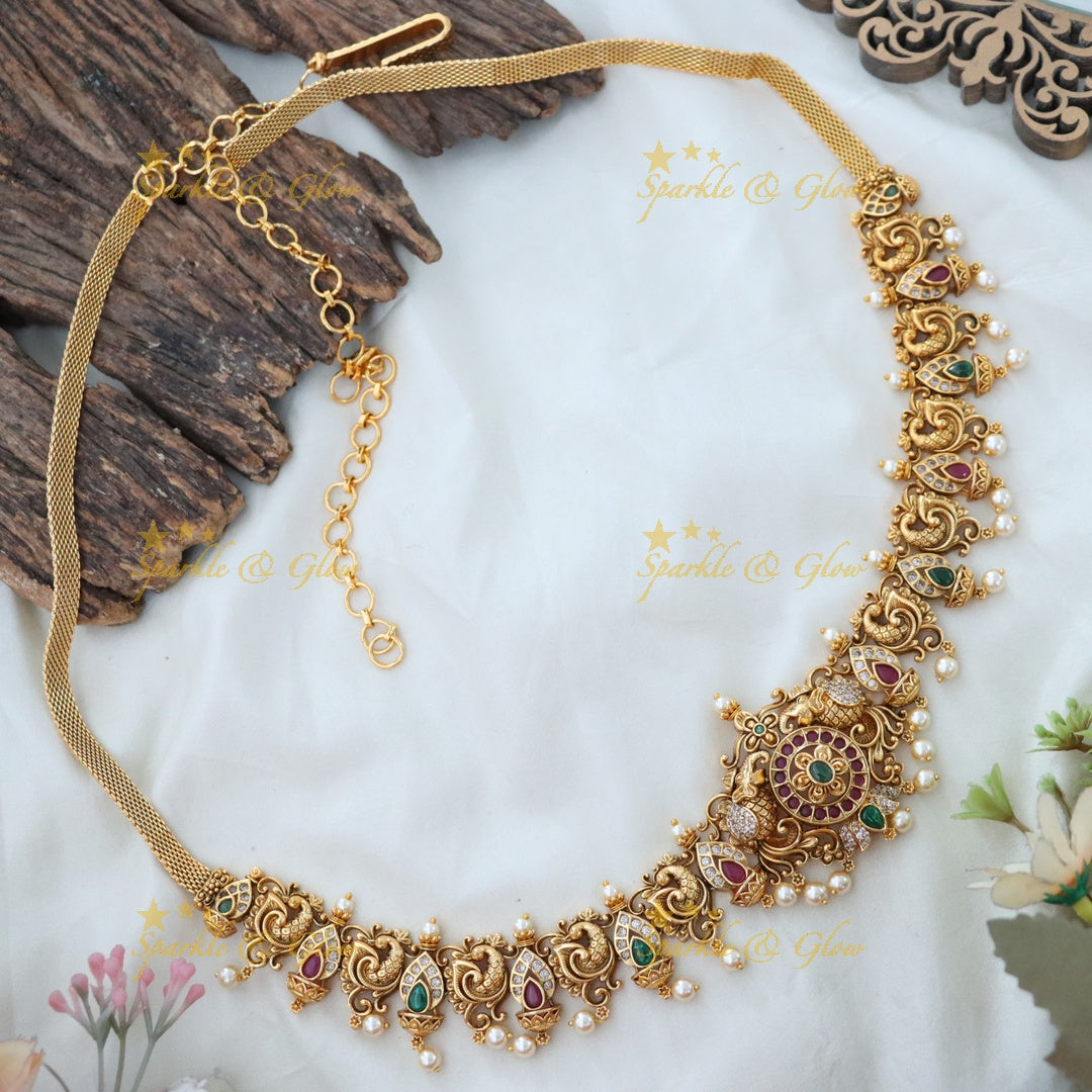 Exquisite Peacock Mango Lakshmi Hip Chain for Festive Elegance