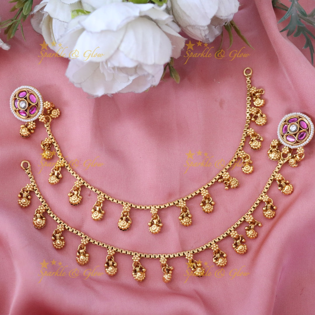Elegant Gold Ear Chain for Festive and Wedding Wear