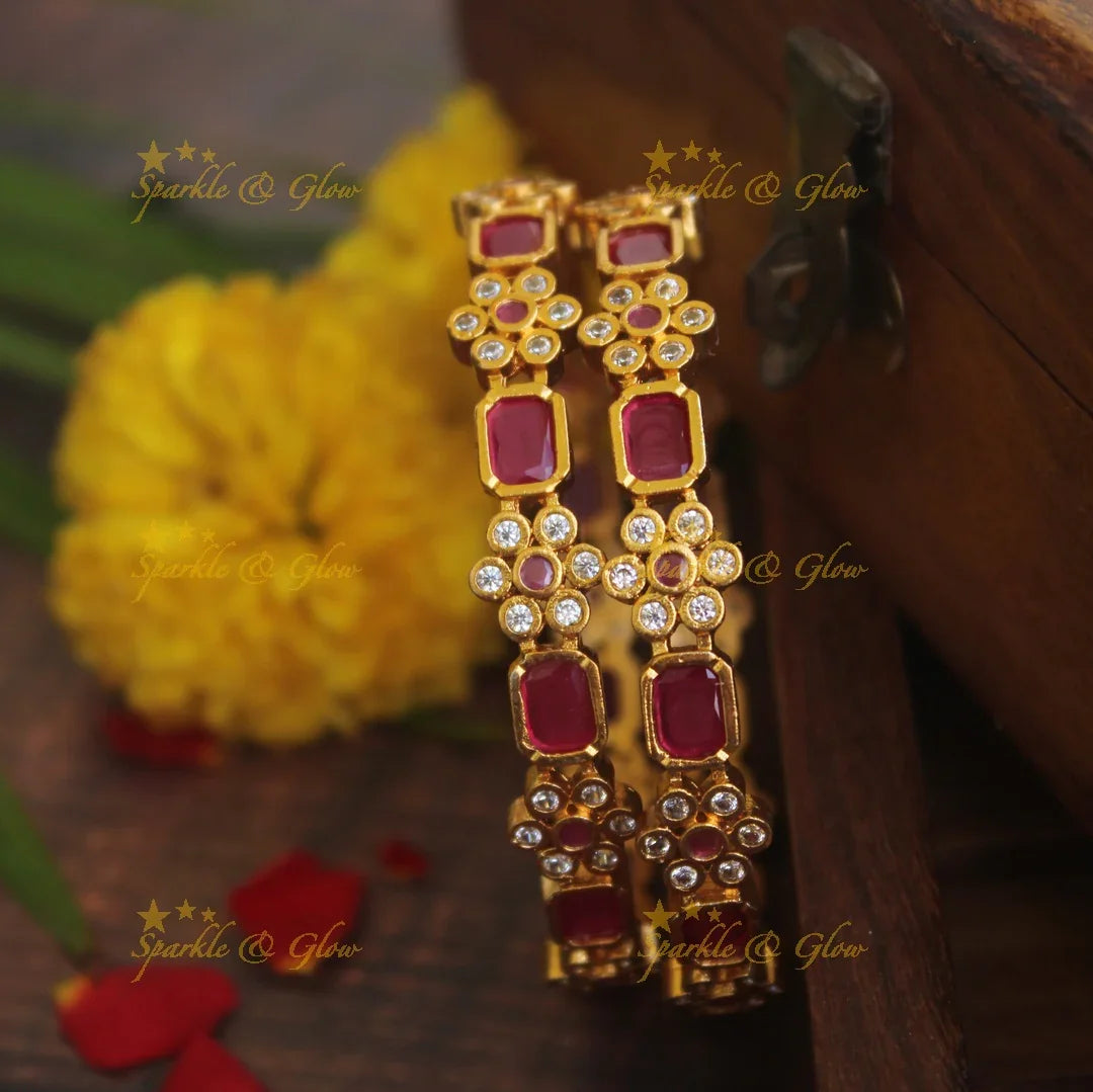 Premium matte stone bangles - 2.4 - Sparkle and Glow