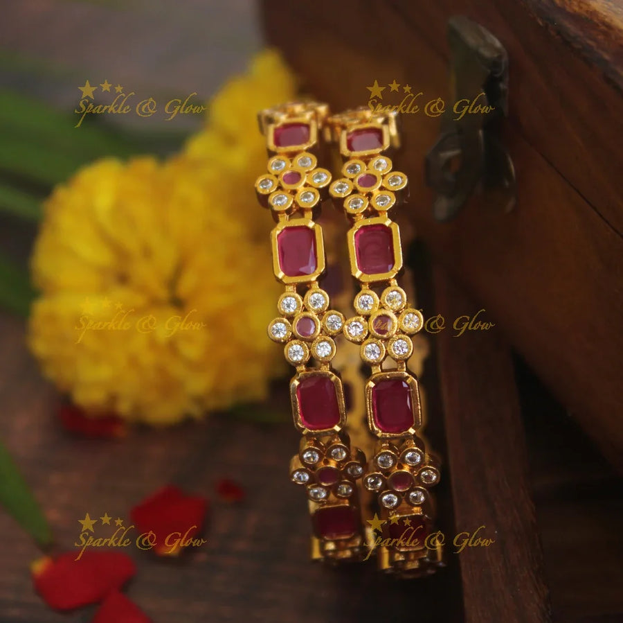 Premium matte stone bangles - 2.4 - Sparkle and Glow
