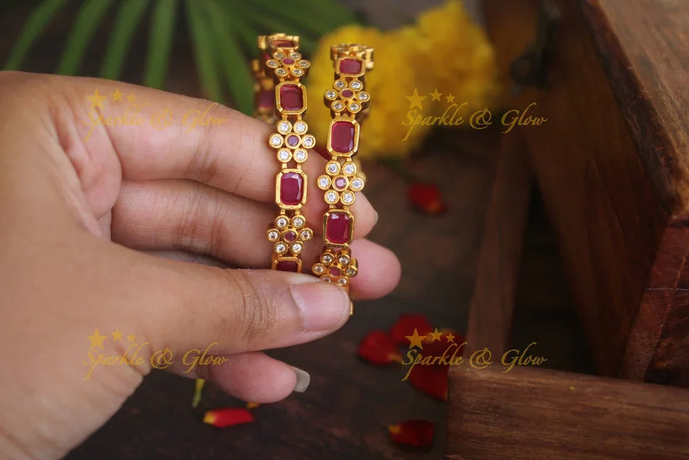 Premium matte stone bangles - 2.4 - Sparkle and Glow