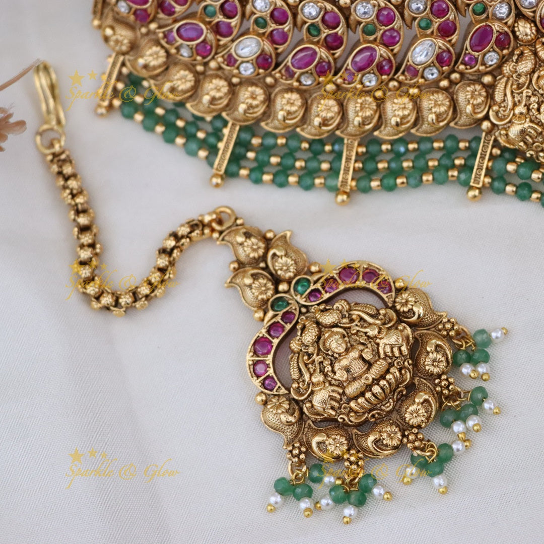 Exquisite Temple Choker Necklace Set for Weddings