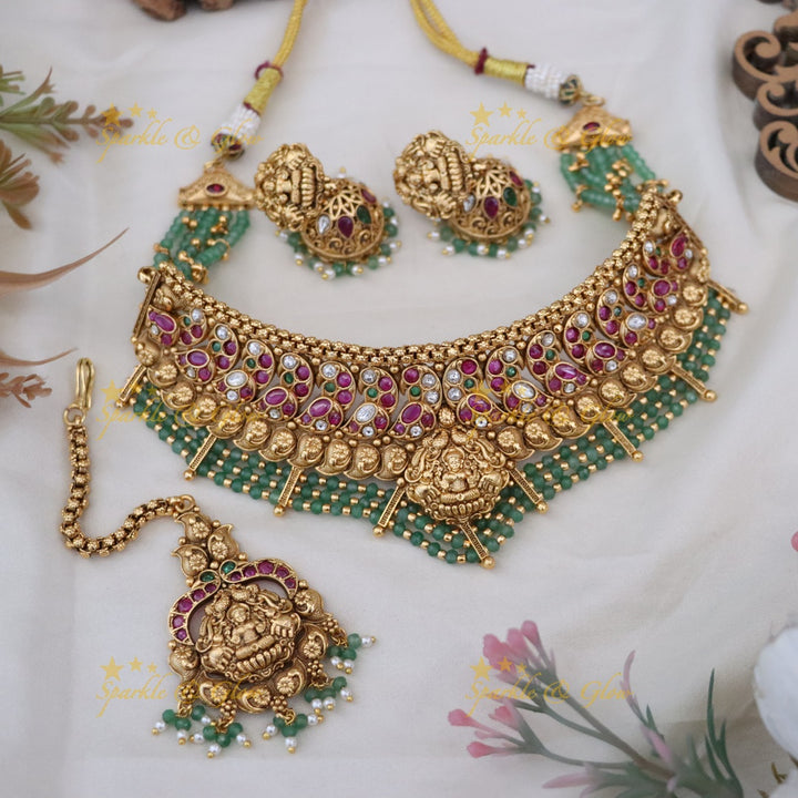 Exquisite Temple Choker Necklace Set for Weddings