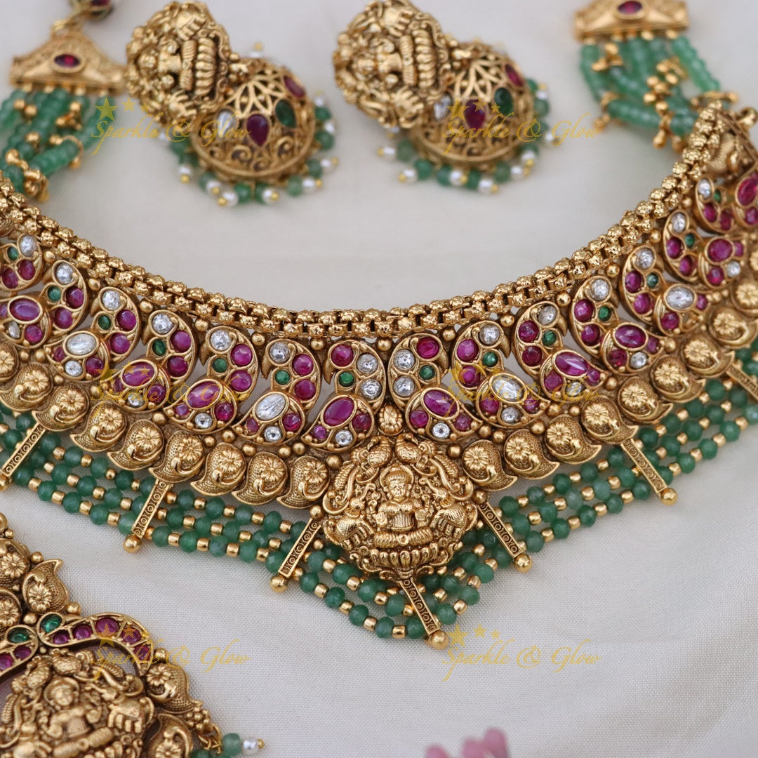 Exquisite Temple Choker Necklace Set for Weddings
