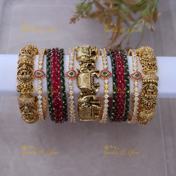 Exquisite Indian Gold-Plated Bangles - Single Hand Set