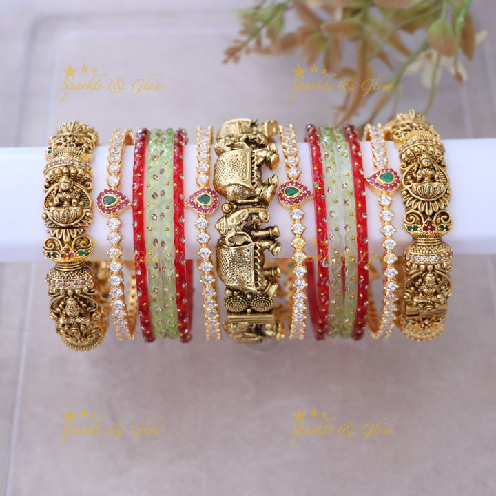 Exquisite Indian Gold-Plated Bangles - Single Hand Set