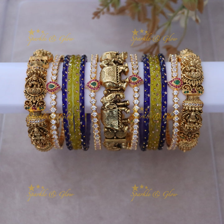 Exquisite Indian Gold-Plated Bangles - Single Hand Set