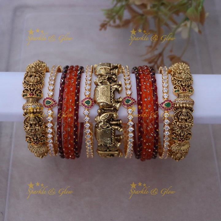 Exquisite Indian Gold-Plated Bangles - Single Hand Set