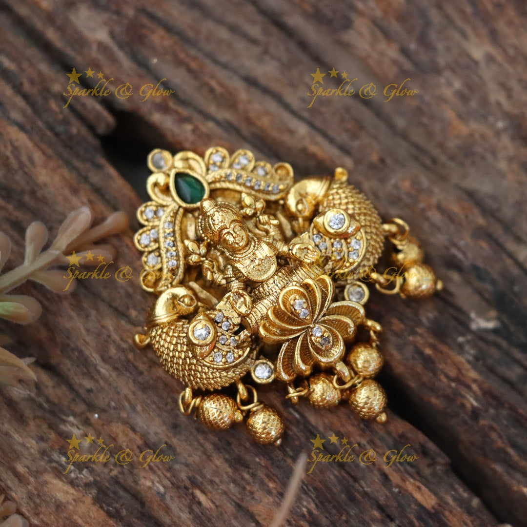Exquisite Gold Jadabilla Hairpin for Temple Weddings