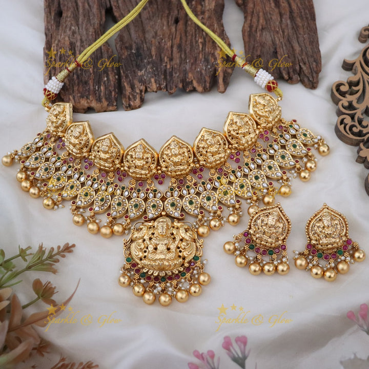 Exquisite Temple Design Gold Plated Choker Necklace