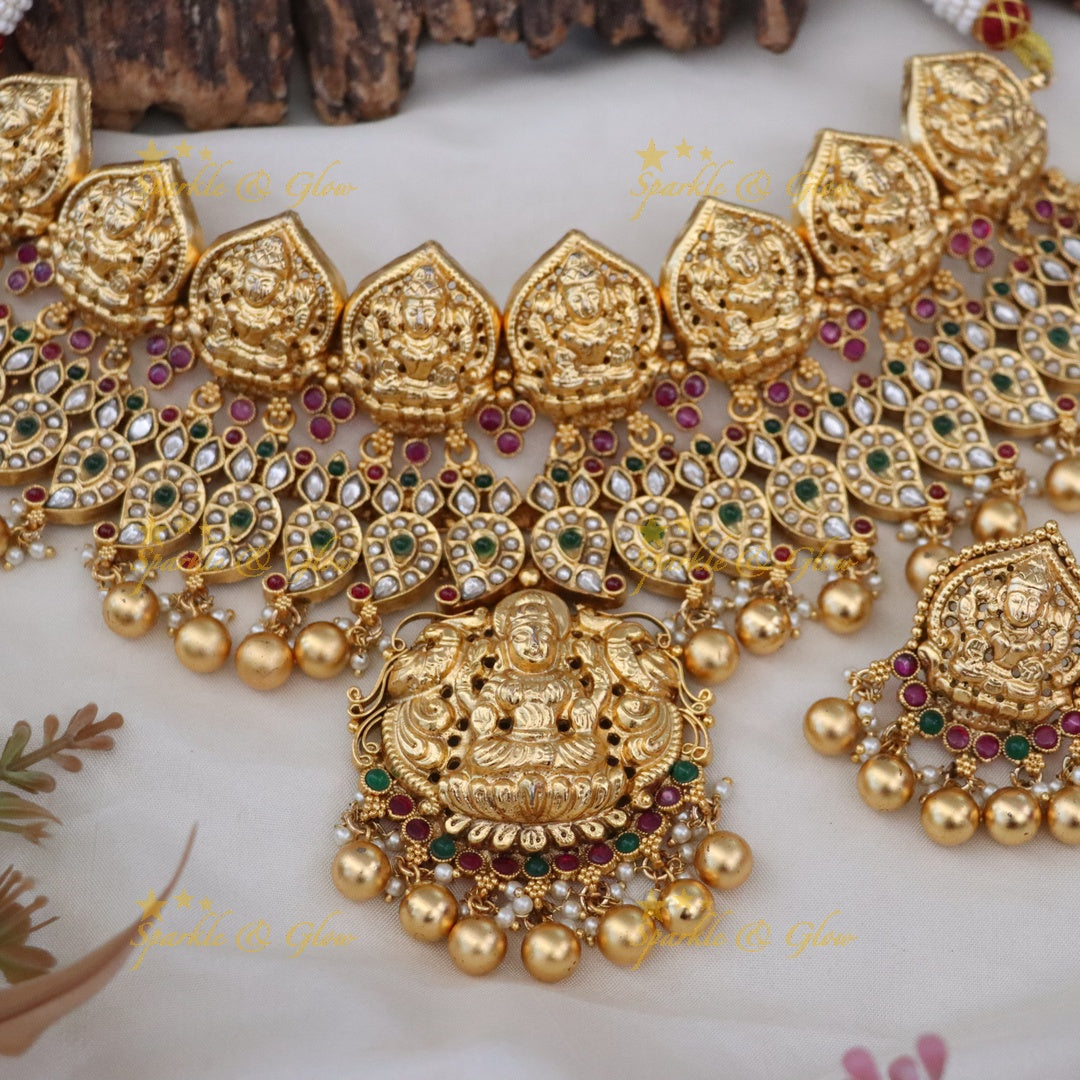 Exquisite Temple Design Gold Plated Choker Necklace