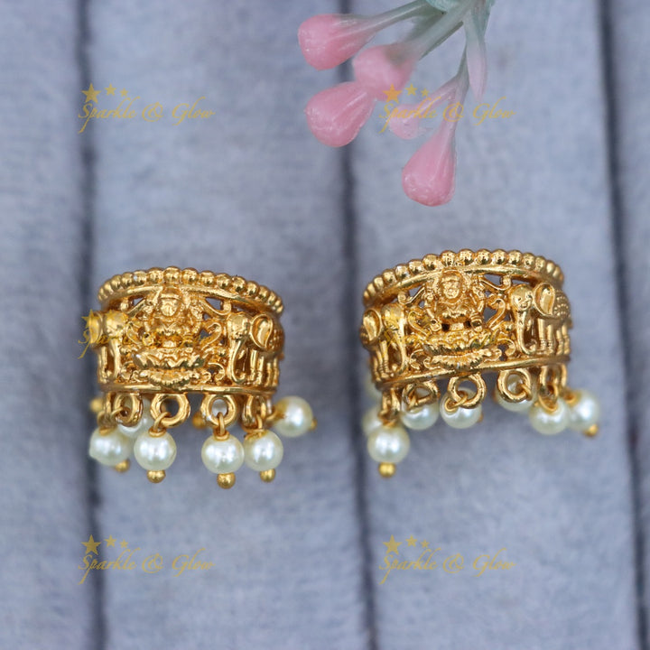 Exquisite Temple Gold Bugadi Earrings – Festive Elegance