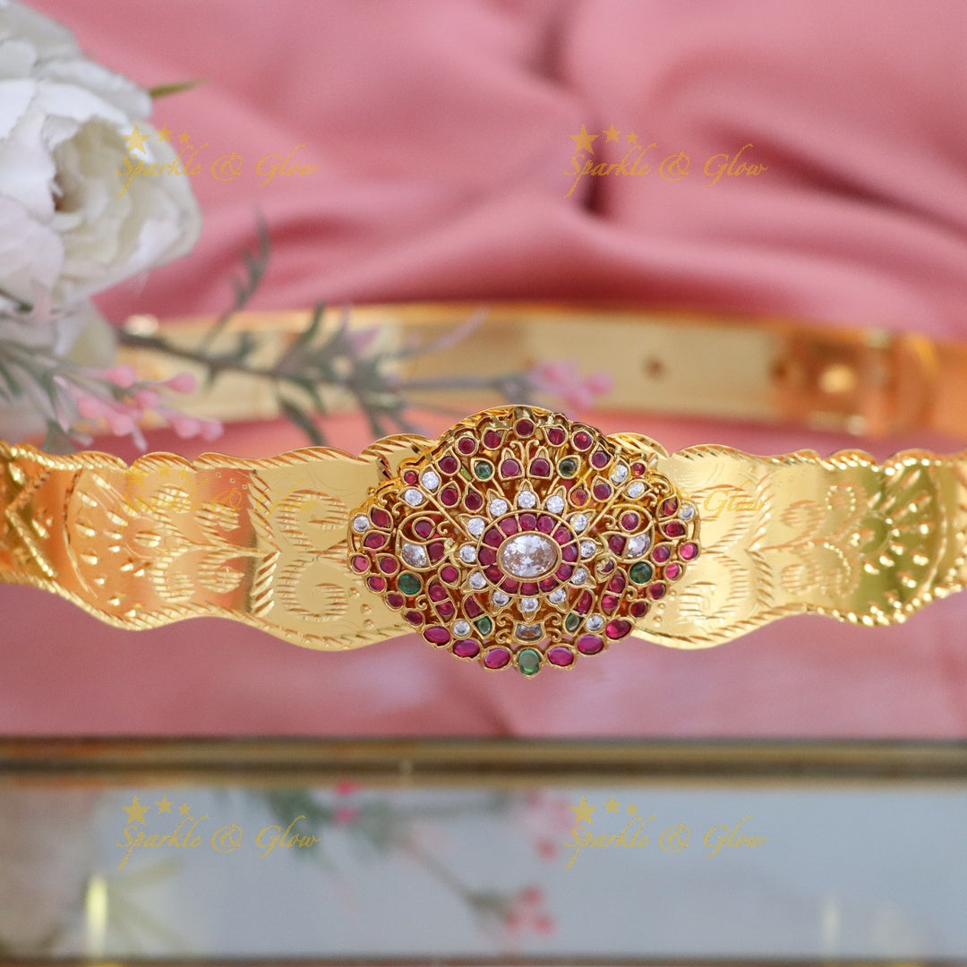 Exquisite Gold Floral Hip Belt for Kids' Celebrations